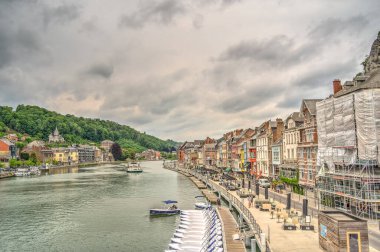 Dinant şehir manzarası, Belçika, Walloon Bölgesi, Meuse Nehri 