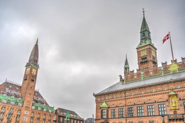 Kopenhag, Danimarka - Temmuz 2015: Yaz mevsiminde tarihi merkez