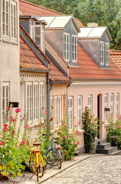 Odense, Denmark - August 2022 : Historical center in summertime