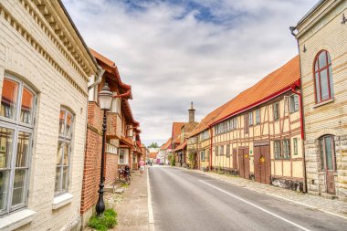  YSTAD, İsveç - Temmuz 2015: Yaz mevsiminde tarihi merkez