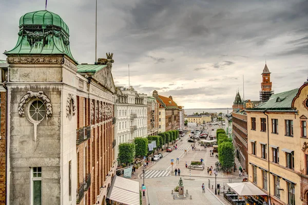 Helsingborg Švédsko Srpen 2022 Historické Centrum Oblačného Počasí — Stock fotografie