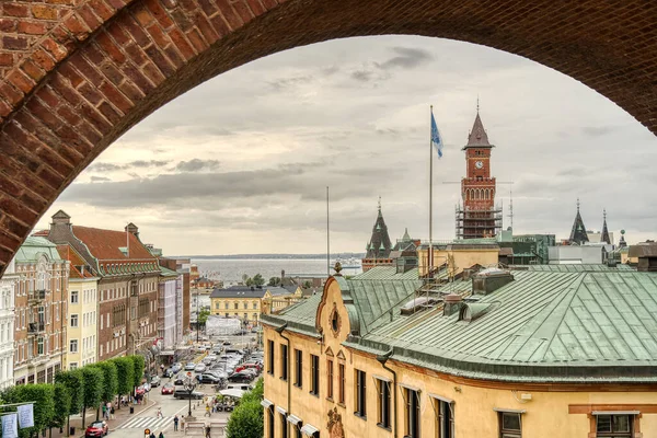 瑞典赫尔辛堡 2022年8月 多云天气历史中心 — 图库照片