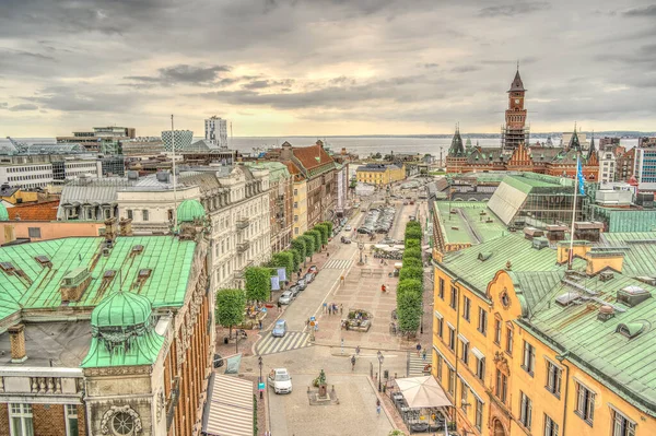 Helsingborg Suécia Agosto 2022 Centro Histórico Tempo Nublado — Fotografia de Stock