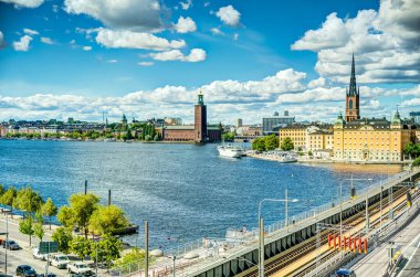 Stockholm, İsveç - Ağustos 2022: Stockholm Tarih Merkezi 'nde HDR Görüntü