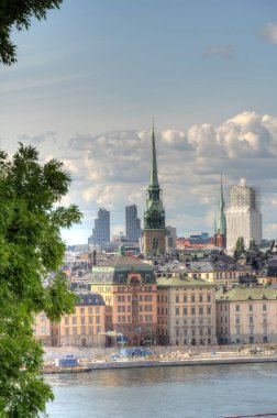 Stockholm, İsveç - Ağustos 2022: Stockholm Tarih Merkezi 'nde HDR Görüntü