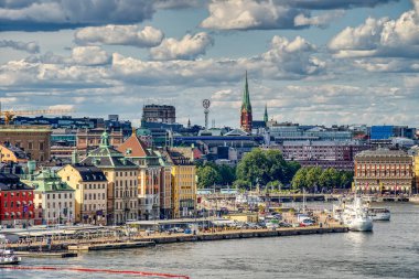 Stockholm, İsveç - Ağustos 2022: Stockholm Tarih Merkezi 'nde HDR Görüntü