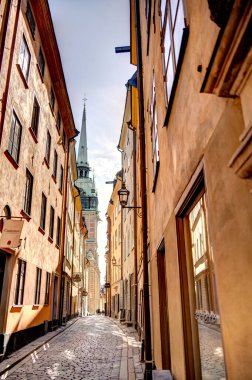 Stockholm, İsveç - Ağustos 2022: Stockholm Tarih Merkezi 'nde HDR Görüntü