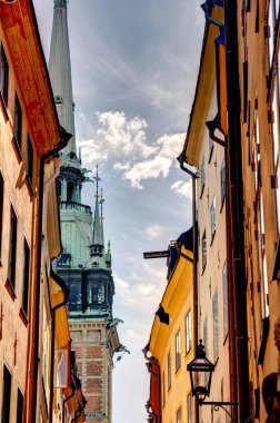 Stockholm, İsveç - Ağustos 2022: Stockholm Tarih Merkezi 'nde HDR Görüntü