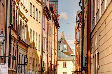 Stockholm, İsveç - Ağustos 2022: Stockholm Tarih Merkezi 'nde HDR Görüntü