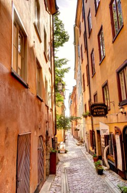 Stockholm, İsveç - Ağustos 2022: Stockholm Tarih Merkezi 'nde HDR Görüntü