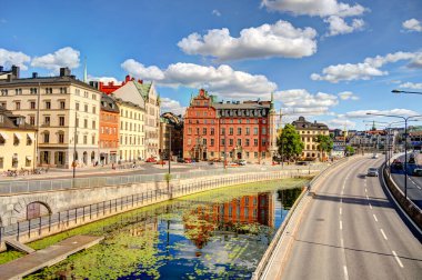 Stockholm, İsveç - Ağustos 2022: Stockholm Tarih Merkezi 'nde HDR Görüntü