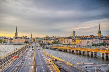 Stockholm, İsveç - Ağustos 2022: Stockholm Tarih Merkezi 'nde HDR Görüntü