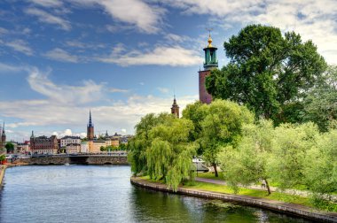 Stockholm, İsveç - Ağustos 2022: Stockholm Tarih Merkezi 'nde HDR Görüntü