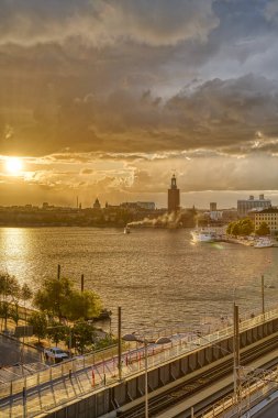 Stockholm, İsveç - Ağustos 2022: Stockholm Tarih Merkezi 'nde HDR Görüntü