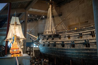 Stockholm, İsveç - Ağustos 2022: Vasa savaş gemisi, HDR Görüntü