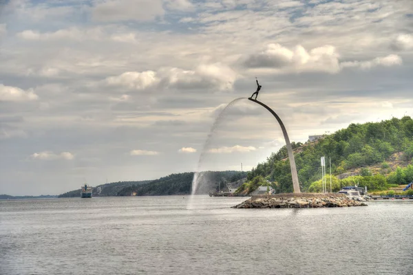 Vaxholm Sveç Ağustos 2022 Bulutlu Havada Resimli Ada Köyü Hdr — Stok fotoğraf