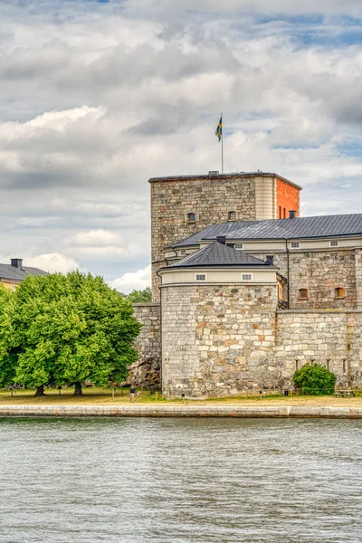 Vaxholm Sweden August 2022 Picturesque Island Village Cloudy Weather Hdr — Stock Photo, Image