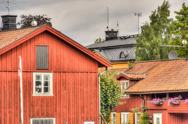 Vaxholm Sweden August 2022 Picturesque Island Village Cloud Weather Hdr — стокове фото