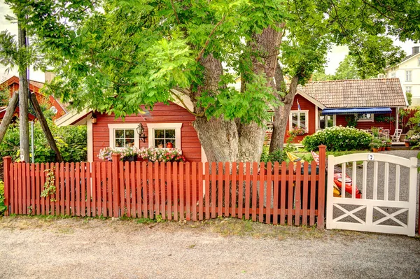 Vaxholm Zweden Augustus 2022 Pittoresk Eilanddorp Bij Bewolkt Weer Hdr — Stockfoto