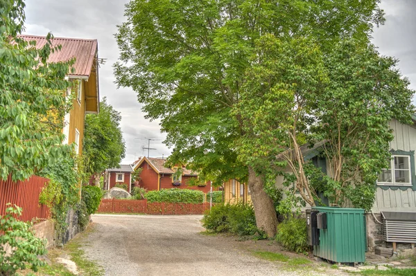 스웨덴 Vaxhell August 2022 Picturesque Island Village Cloudy Weather Hdr — 스톡 사진