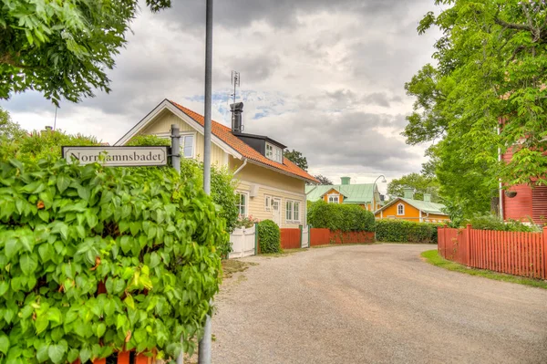 Vaxholm Σουηδία Αύγουστος 2022 Γραφικό Νησί Χωριό Συννεφιασμένο Καιρό Hdr — Φωτογραφία Αρχείου