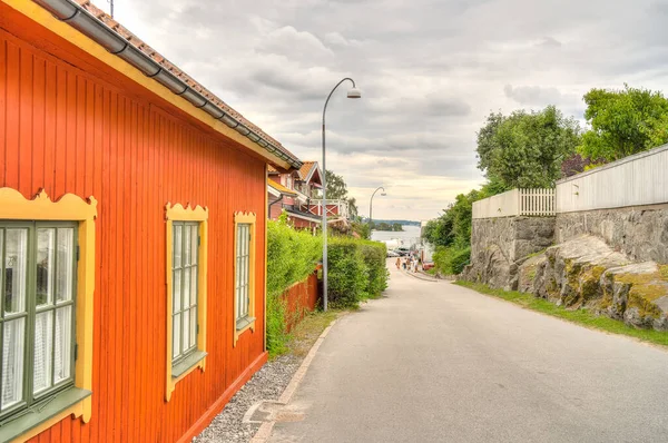 Vaxholm Suécia Agosto 2022 Pitoresca Aldeia Insular Clima Nublado Hdr — Fotografia de Stock