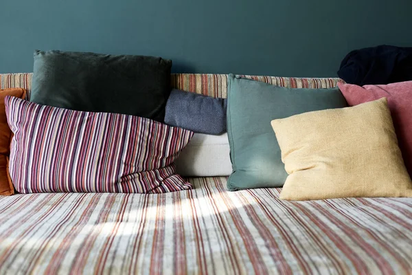 Home sofa with colored pillows