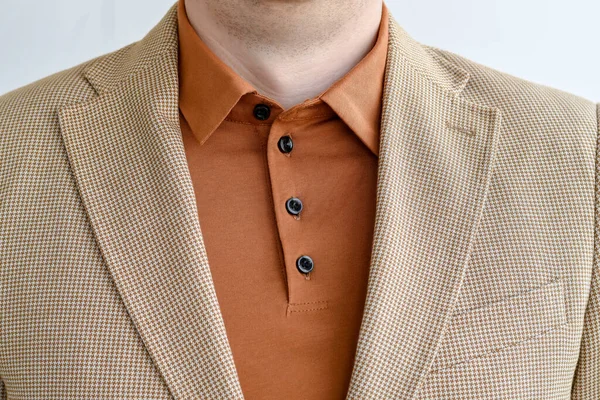 Detail Summer Outwear Light Beige Blazer Combined Brown Polo — Stockfoto