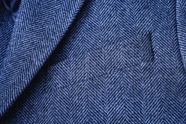 Detalhe Homens Roupas Casuais Blazer Tweed Azul Com Close Fragmento — Fotografia de Stock