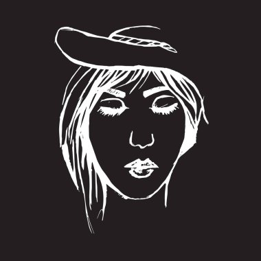 Face of human. Pretty woman line art