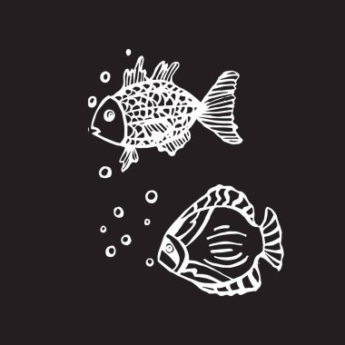 Fish in line style. Beautiful fish in the sea