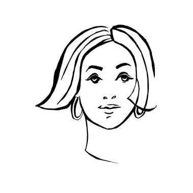 Face of woman. Line illustration