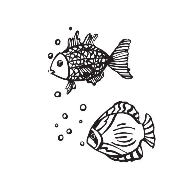 Fish in line style. Beautiful fish in the sea