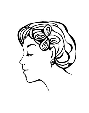 Face of human. Pretty lady line art