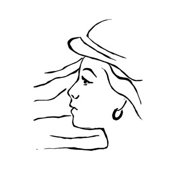 Face of human. Pretty lady line art