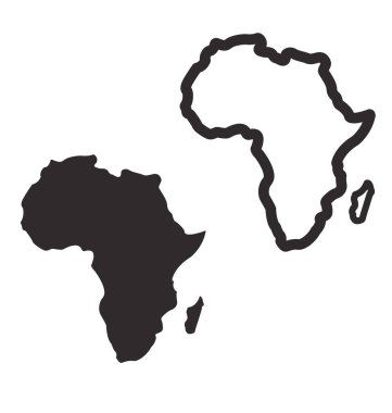 Afrika kıtasının ana hatları ve silueti sadeleştirilmiş sembol vektörü beyaz arkaplanda izole edildi