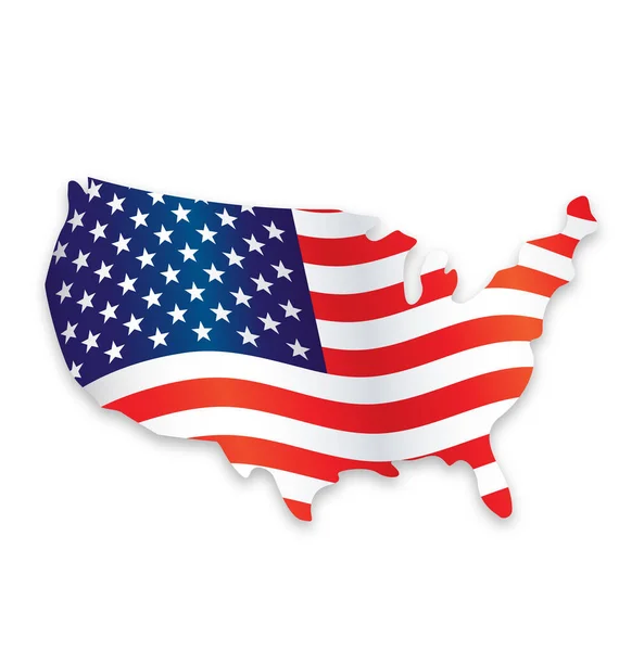 Usa Amerika Flagga Som Seglar Förenklad Karta Symbol — Stock vektor