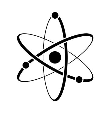 siyah ve beyaz atom simgesi silueti