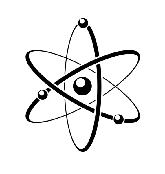 Fekete Fehér Atom Ikon Sziluett — Stock Vector