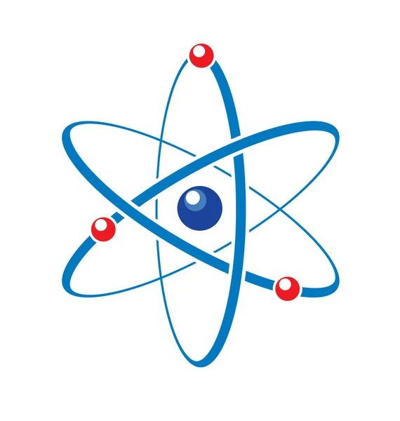 Semplice Icona Simbolo Atomico Stilizzato Blu Rosso — Vettoriale Stock