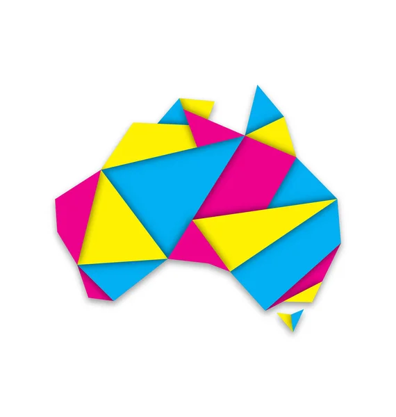 Avustralya Haritası Katlanmış Kağıt Origami Cmyk — Stok Vektör