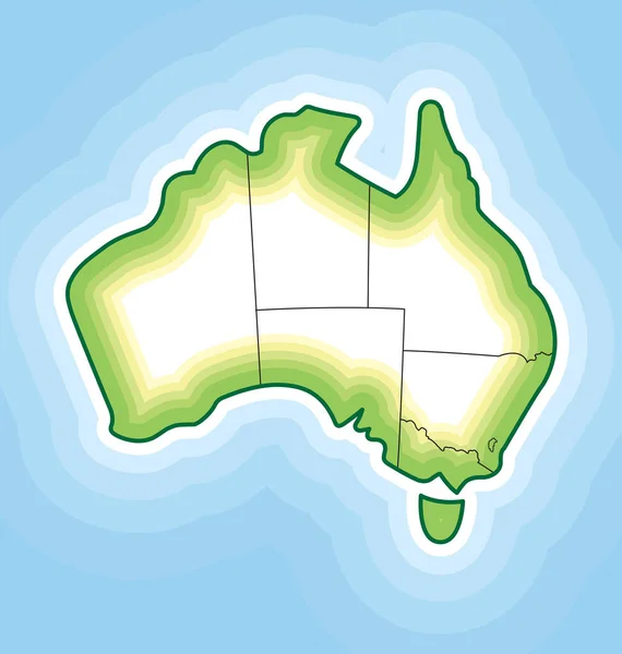 Australia Mappa Semplificata Sagomata — Vettoriale Stock