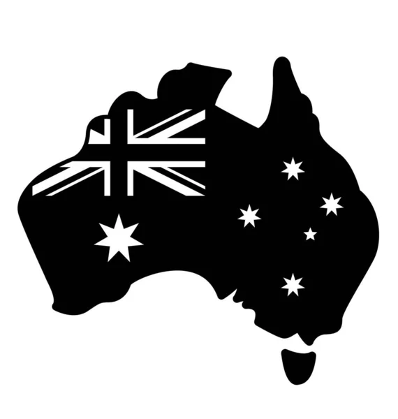 Avusturalya Sadeleştirilmiş Bayrak Haritası Siyah Beyaz — Stok Vektör