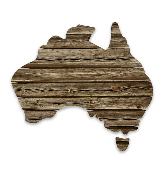 Australia Mappa Vecchie Tavole Legno Rustico — Vettoriale Stock