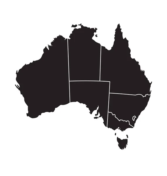 Accurata Mappa Australia Con Stati Separati — Vettoriale Stock