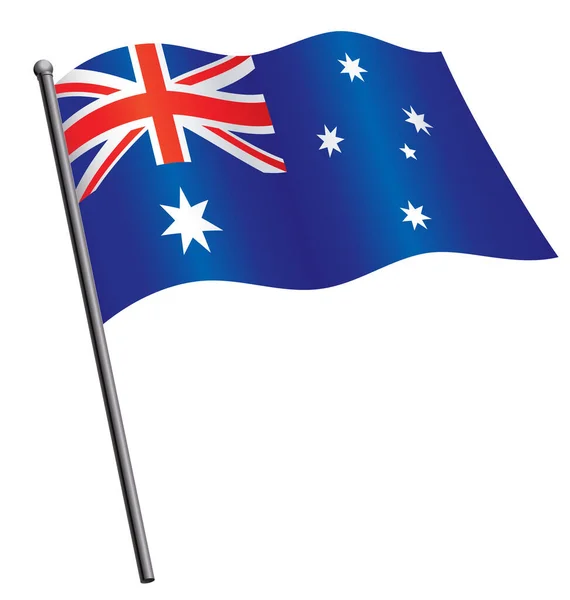 Australian Flag Waving Flagpole — Stock Vector