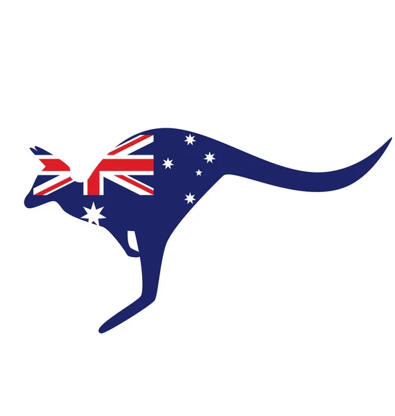 Silueta Canguro Bandera Australiana — Archivo Imágenes Vectoriales