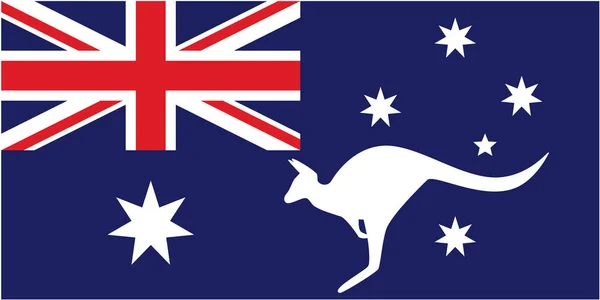 Bandeira Australiana Com Silhueta Canguru Branca — Vetor de Stock