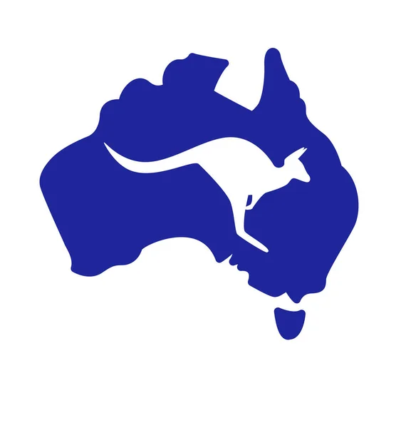 Mappa Australiana Semplificata Con Silhouette Canguro — Vettoriale Stock