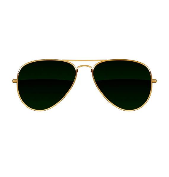 Coole Fliegersonnenbrille Schwarze Gläser Goldrahmen — Stockvektor